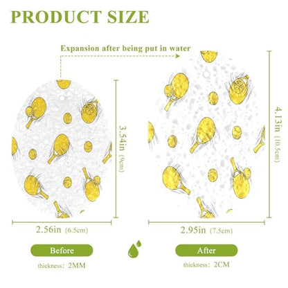 Yellow Pickleball Balls Rackets Dish Scrub Sponges Kitchen Non Scratch Reusable Compressed Cellulose Sponge Hanging for Household Cleaning Washing Dishes Pots and Pans 3 Pack - color: Pattern12