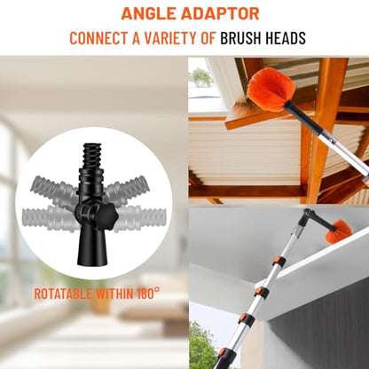 20ft High Reach Duster Kit with Extendable Pole (5-12ft),High Ceiling Duster Kit Includes–Ceiling Fan Blade Cleaner, Cobweb Remover, Bendable Duster, Microfiber Glass Scrubber & Squeegee & Swivel Head - size: 12 feet