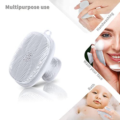 Silicone Face Scrubber for Men Facial Cleansing Brush Silicone Face Wash Brush Manual Waterproof Cleansing Skin Care Face Brushes for Cleansing and Exfoliating (White) - color: White