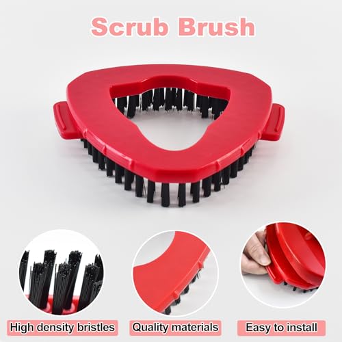Mop Handle Mop Replace Heads and Mop Base Brush Replacement for O Cedar EasyWring 1-Tank System Include 3 Spin Mop Replacement Head, 4-Section Mop Handles, 1 Base and 1 Scrub Brush Combo - color: 3 White Mop Heads + 1 Set Mop Handle ( 1 Tank )
