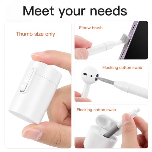 Professional 4-in-1 Earbud Cleaning Kit, Multi-Function Cleaning Pen for AirPods Pro 1 2 3, Laptop Keyboard Cleaner Tool with Metal Nib, High-Density Brush and Flocking Sponge - White - color: 5-in-1 White