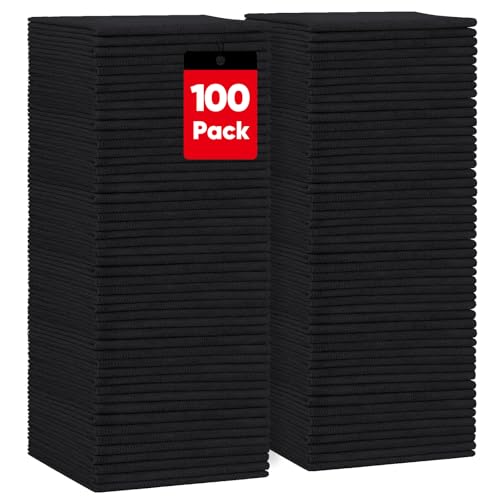 HOMEXCEL Black Microfiber Cleaning Cloths, 100 Pack Microfiber Towels for Cars, Lint Free & Scratch-Free Bulk Cleaning Rags for House, Kitchen, Car and Shop, Absorbent Cleaning Towels 11.5 x 11.5 inch - color: Black