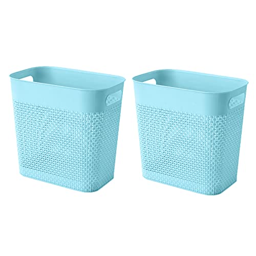 UUJOLY Plastic Small Trash Can Wastebasket, Garbage Container Basket for Bathrooms, Laundry Room, Kitchens, Offices, Kids Rooms, Dorms, (Blue, 2 Pack/3 gallons) - color: Blue, size: 2 Pack