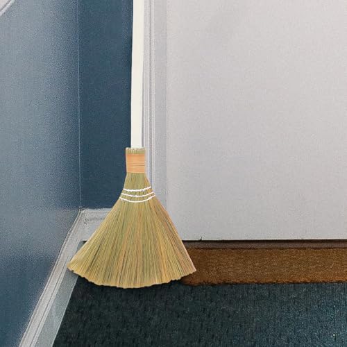 PRETYZOOM 2pcs Handwoven Soft Bristle Home Broom with Detachable Handle, Small and Large Straw Cleaning Brooms for Indoor Dust Removal and Living Room Sweeping