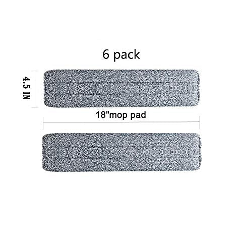 18 inch mop Pads Replacement 6 Pack mop Head Replacement Washable Microfiber Pads - size: 18 IN PADS
