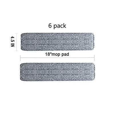 18 inch mop Pads Replacement 6 Pack mop Head Replacement Washable Microfiber Pads - size: 18 IN PADS