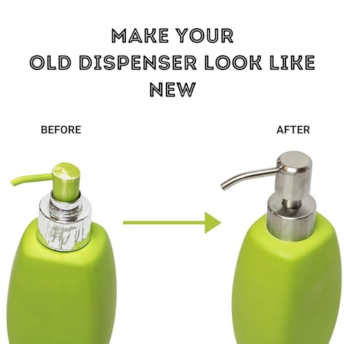 Kapitan Soap Dispenser Pump Head Replacement Spare for Standard 28/400 (26 mm - 28mm / 1.02 in-1.10 in) Neck Size, Stainless Steel Brushed Finish - size: 2 Pieces - Nickel