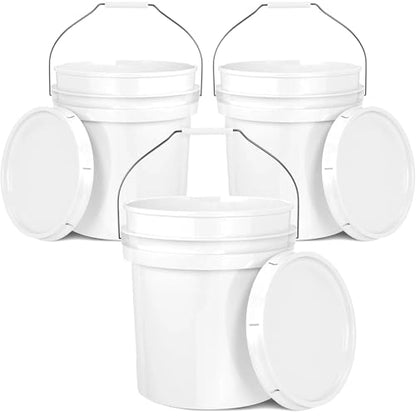 EconoHome 5-Gallon White Bucket Pail Container with Lid | Metal Handles with Plastic Grip | Easy Stack and Store | Heavy-Duty, Approx 90 MIL, Extra Durable | Food Grade | BPA Free - 3 Pack - color: White, size: 3 Pack