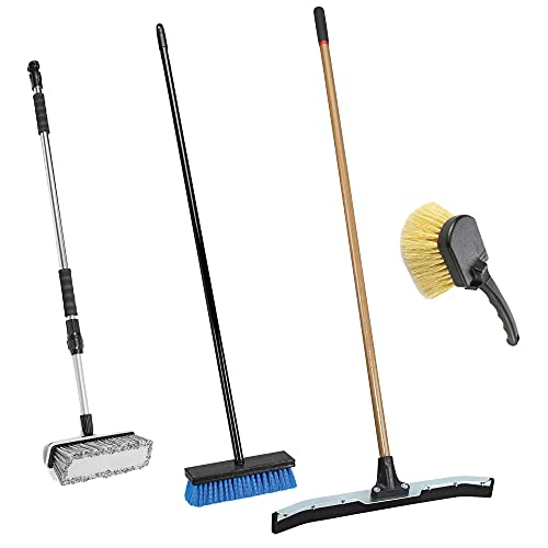 Harper 37518700 All-Purpose Scrubbing & Squeegee Brush Set with 10 in. Wash Brush with Flow-Through Handle, 24 in. Floor Squeegee, 10 in. Deck Brush and 8 in. Handheld Scrub Brush - style: All-Purpose Scrubbing Cleaning Set