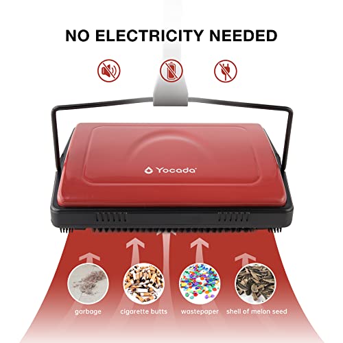 Yocada Carpet Sweeper Cleaner for Home Office Low Carpets Rugs Undercoat Carpets Pet Hair Dust Scraps Paper Small Rubbish Cleaning with a Brush Dark Red - color: Dark Red