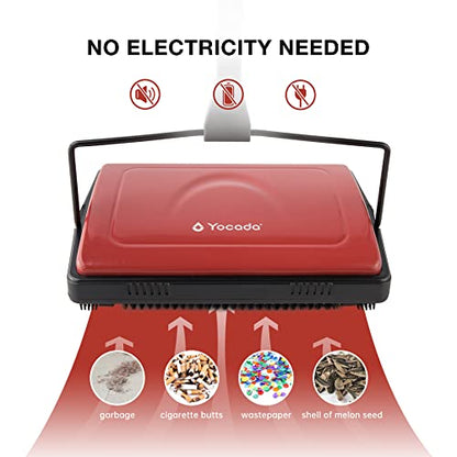 Yocada Carpet Sweeper Cleaner for Home Office Low Carpets Rugs Undercoat Carpets Pet Hair Dust Scraps Paper Small Rubbish Cleaning with a Brush Dark Red - color: Dark Red