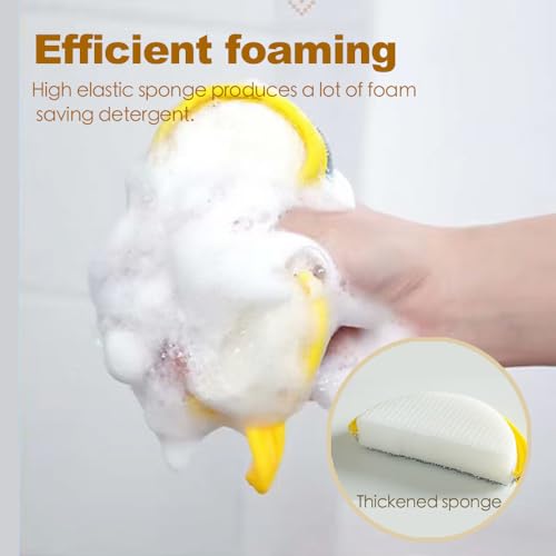 Double-Sided Non-Scratch Dish Sponge Scrubber - Reusable Round Scouring Pads for Dishes, Pots & Pans, Kitchen Sink Cleaning Tool (10)