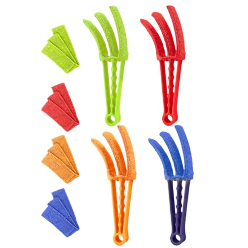 4 Pcs Window Blind Cleaner Duster Tool, Wood Blinds Cleaners Brush Tools with 4 Reusable Microfiber Sleeves for Window Shutters Blind Air Conditioner Jalousie Dust