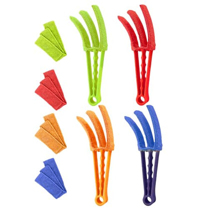 4 Pcs Window Blind Cleaner Duster Tool, Wood Blinds Cleaners Brush Tools with 4 Reusable Microfiber Sleeves for Window Shutters Blind Air Conditioner Jalousie Dust