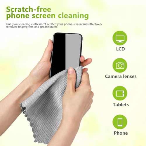 HOMEXCEL Grey Microfiber Glass Cleaning Cloths-6PK, 16"x14" Lint Free Window Cleaning Cloth, Glasses, Mirrors, Screens, Stainless Steel, Premium Microfiber Wipes for Cleaning, Glass and Window Cleaner - color: Grey