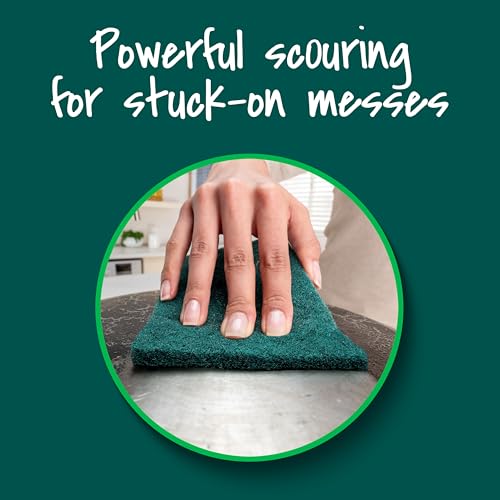 Scotch-Brite Heavy Duty Scouring Pad, Dish Scrubber for Kitchen + Outdoor, 8 Scrub Pads for Uncoated Pots and Pans, Cast Iron Cooktops, Grill Grates, Oven Racks, & BBQ, Durable, Long-Lasting - size: 8 Pads, style: -