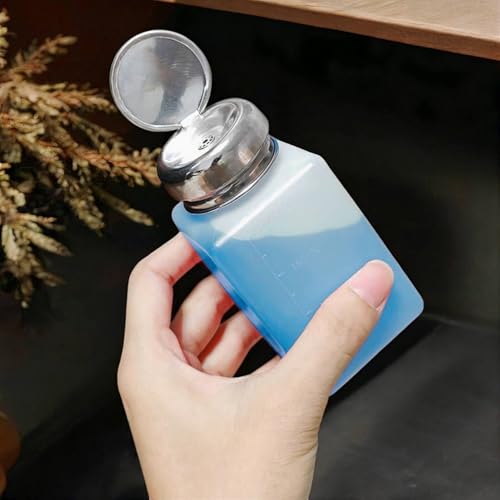 2PCS 200ml (6.8oz) No-Touch Push Down Solvent Dispensers – White Stainless Steel Lid Bottle for Isopropyl Alcohol, Rubbing Alcohol, Acetone, Methanol – Anti-Reflux Pump Container for Solder Flux