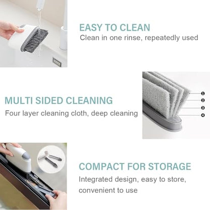 2-in-1 Groove Cleaning Brush, 2025 Upgraded Crevice Cleaner, Window Track Cleaning Tools with Hard Bristle Brushes and Sponge Brushes for Window Tracks, Sliding Doors, Sills, Tile Lines & Car Vents