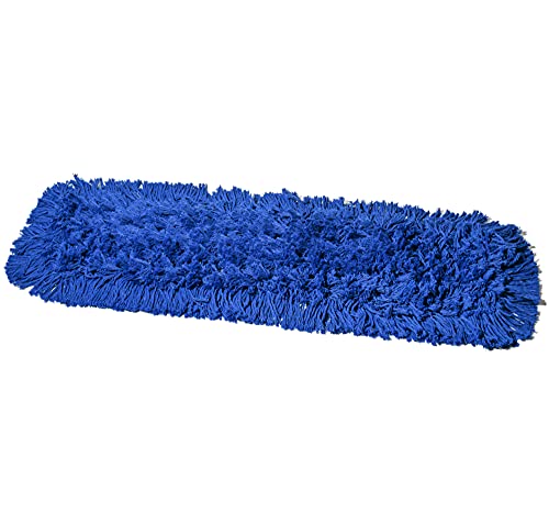 Commercial Dust Mop Replacement Head - 24 x 5 in. Cotton Nylon Reusable Mop Head- Industrial Dust Mop Refill for Floor Cleaning & Janitorial Supplies, Blue - color: Blue, size: 24 X 5 Inch