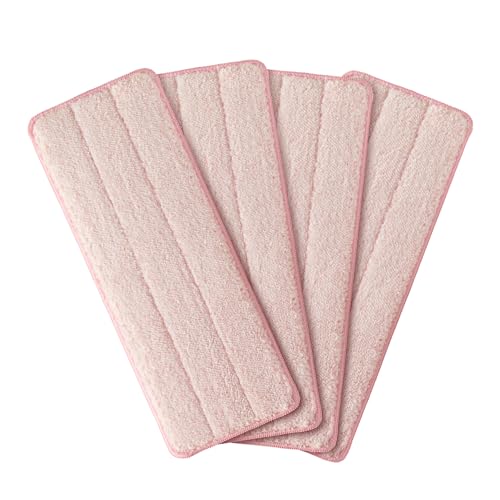 JOYMOOP Microfiber Flat Mop Replacement Pads, Washable Refills for Mop Bucket System, 13 Inch, Pack of 4, Pink - color: 4 Pcs 13" - 4 Pink, size: 13.0 × 4.9 Inch