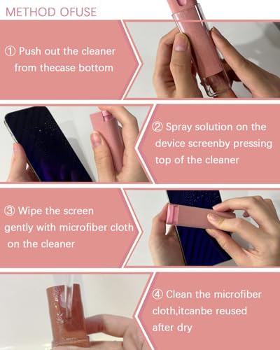 Touchscreen Mist Cleaner Screen Cleaner Spray Bottle Tool Screen Cleaner for iPhone iPad AirPods Eyeglasses Smartphones Tablet Versatile Cleaners Cute Pink Car Accessories (2 Units) - color: 2Pink