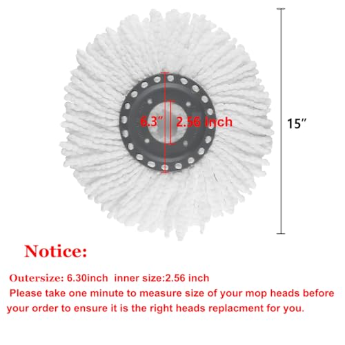 YWSHF 5 PCS Spin Mop Heads Replacement Refill for Old Hurricane Mr.Clean 360 Spin Magic Rotating Round Mop Microfibre Universal Spin Mop Heads Clean Mop Head Refill for Standard Mops (White-5PCS)