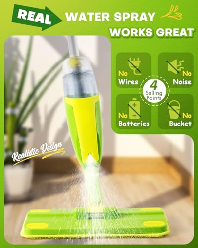 Toddler Spray Mop-Montessori Toys Mini Size Cleaning Mini Mop that Really Spray -Kid Pretend Play Toys Gift for Toddlers Girls Boys - size: Green, style: Spray Mop