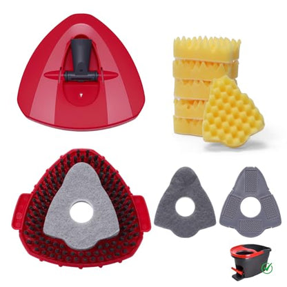 1 Pcs Spin Mop Replacements Scrub Brush and 1 Mop Base with 2 Pcs Scouring Pad Compatible with Cedar EasyWring 1 Tank System，Including 2Pcs Scouring Pad + 6Pcs Scrub Sponge Heavy Duty - color: 1 Pcs Brush + 1 Mop Base + 2pcs Scouring Pad + 6pcs Scrub Spon