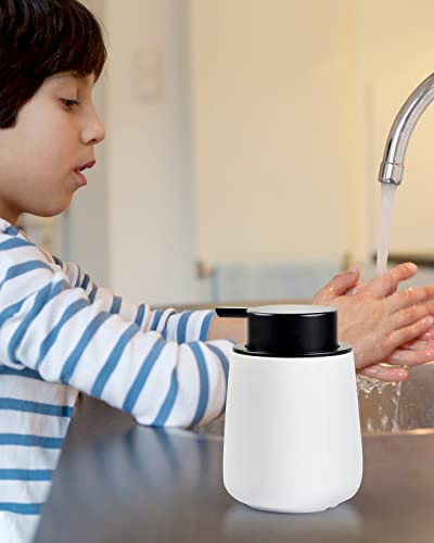 Bosilunlife Liquid Soap Dispenser - 12Oz Lotion Dispenser with Pump Matte White Ceramic Soap Dispenser Bathroom Dish Hand Wash Dispenser for Kitchen Pump Dispenser - color: Matte White