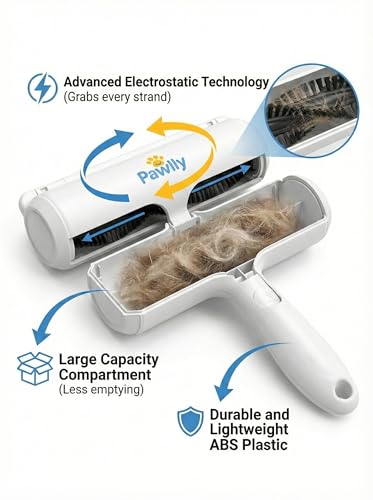 Pet Hair Remover Roller – Reusable Lint Roller for Pet Hair, Dog & Cat Hair Remover – Self-Cleaning Fur Removal Tool for Couch, Sofa, Furniture, Carpet, Car Seats & Bedding – No Refills Needed