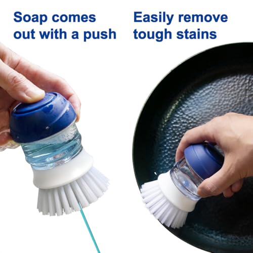 CELOX Soap Dispensing Dish Brush Set with Holder for Dishes