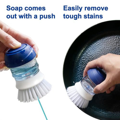 CELOX Soap Dispensing Dish Brush Set with Holder for Dishes
