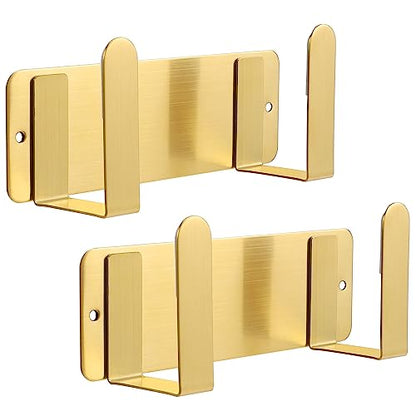 Pot Lid Rack, Wall Mounted 304 Stainless Steel Pan Lid Organizer Holder, Self Adhesive, Kitchen Cooking Utensil Tool(Gold,Set of 2) - color: Gold,Set of 2