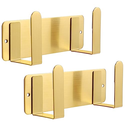 Pot Lid Rack, Wall Mounted 304 Stainless Steel Pan Lid Organizer Holder, Self Adhesive, Kitchen Cooking Utensil Tool(Gold,Set of 2) - color: Gold,Set of 2