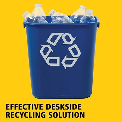 Rubbermaid Commercial Deskside Recycling Container, 3.25-Gallon/13-Quart, Blue Recycling Symbol, Plastic, for Bedroom/Bathroom/Office, Fits Under Desk/Sink/Cabinet - color: Blue, size: 3.25 Gallons