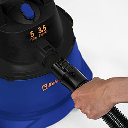 Koblenz WD-5 L2 Wet Dry Vacuum Cleaner, 5 Gallon Shop Vac 3.5 PHP, 3-in-1 Suction & Blower, Swivel Casters, Twist-N-Lock Hose, Large Vacuum Cleaners for Home, Workshop, Car, Blue/Black - size: 5 Gallon 3.5 HP