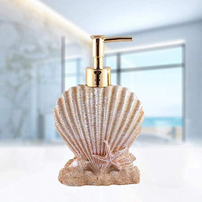Shell Lotion Dispenser Bottle, Decorative Leak Pump Container for Bathroom Kitchen Plastic Electroplated Press 300ml 1 Pack