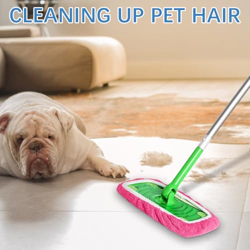 Microfiber Mop Pads - 3 Pack Reusable Washable Refills for Wet & Dry Floor Cleaning - Fits Most Standard Mops - Rose Pink Household Cleaning Pads - color: Rose Pink