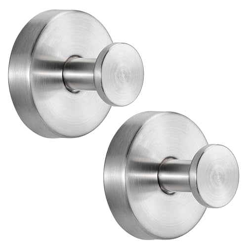 Suction Cup Hooks for Shower No-Drill Bathroom Hooks for Towels, Robes, Loofah Mountable on Bathroom Walls, Kitchen, Glass, Mirrors, Tile and Smooth,Non-Porous Surfaces (2, Brushed Nickel) - color: Brushed Nickel