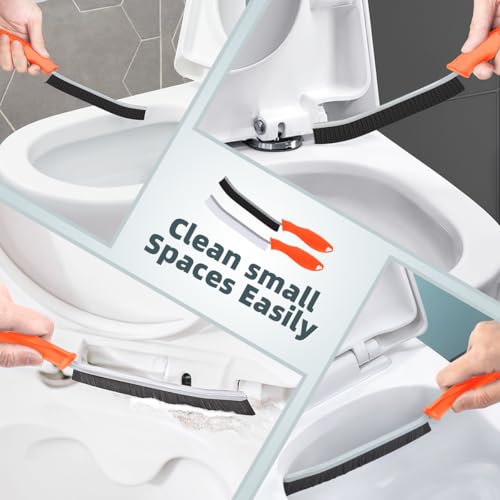 TQRR Toilet Brush, 4Pcs Bathroom Cleaning Brush, Toilet Scrubber, Deep Toilet Bowl Brush with Hanging Hole, Multifunctional Gap Cleaning Brush, Bristles for Kitchen Sinks, Tub,Shower (4, Orange) - color: Orange