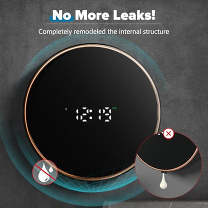 Automatic Soap Dispenser Foam Bathroom: Wall Mount Rechargeable Touchless Adjustable Auto Smart Electric Plastic Black Foaming Soap Dispenser with Clock - Kitchen - Hand Dish Lotion Couple Kids - color: Foam Black