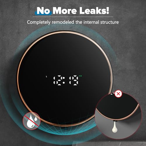 Automatic Soap Dispenser Foam Bathroom: Wall Mount Rechargeable Touchless Adjustable Auto Smart Electric Plastic Black Foaming Soap Dispenser with Clock - Kitchen - Hand Dish Lotion Couple Kids - color: Foam Black