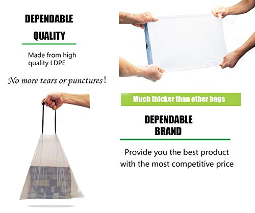 Besli 4 Gallon Drawstring Trash Bag Small Garbage Bag,100 Counts (White, 4 Gallon) - style: 4 Gallon