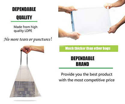 Besli 2.6 Gallon Drawstring Trash Bag Small Garbage Bag,100 Counts (White, 2.6 Gallon) - style: 2.6 Gallon