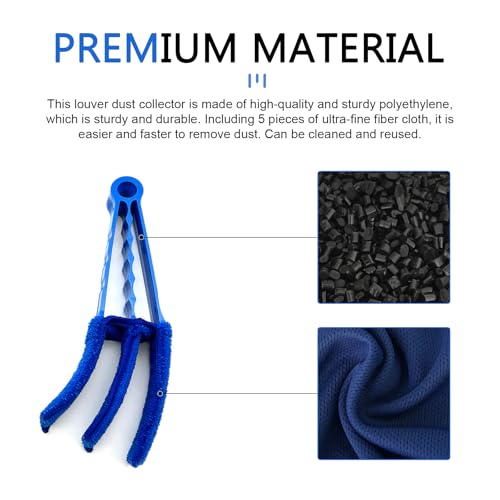 6 PCS Window Blind Cleaner, 1 Easy-grip Handle and 5 Microfiber Triple-layer Cleaning Cloths Set, A/C Vent Glass Crevice Cleaning Tool, No Dead Zone Multi-purpose Brush (Multicolored)