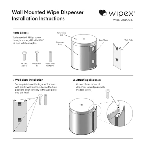 Wipex Black Wet Wipe Wall Dispenser: Durable Steel & Premium Silicone Port, Easy to Mount Wall Dispenser for Gym Wipes - Fits Sanitizing Refill Rolls, Perfect for Schools, Fitness, & Public Facilities