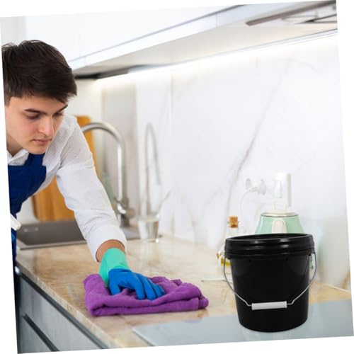 Storage Bucket Lid Leakproof Design Heavy Duty Plastic Pail for Home Camping Fishing Laundry Garbage Bin - color: Black
