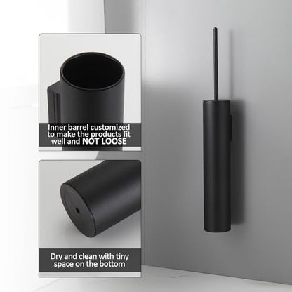 BGL Toilet Brush and Holder Set Matte Black Wall Mounted for Bathroom Round Design - color: Matte Black-wall Mount