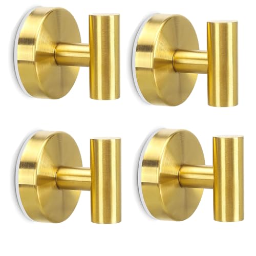 4 Pack Suction Cup Hooks Strong Towel Shower Storage Gold Wall Twist Tight Suction Hooks for Wash Wreath Hanger Loofah - color: Gold