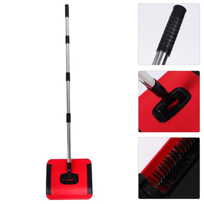 Manual Carpet Sweeper Handheld Vacuum with High Suction Power Lightweight Adjustable Floor Roller Sweeper for Pet Hair and Dust Removal Rugs Tiles and Hard Floors Quiet Cleaning